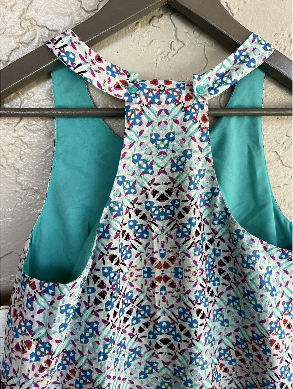 The Limited Halter Dress Extra Small Blue Red Maxi Sleeveless Geometric Women's